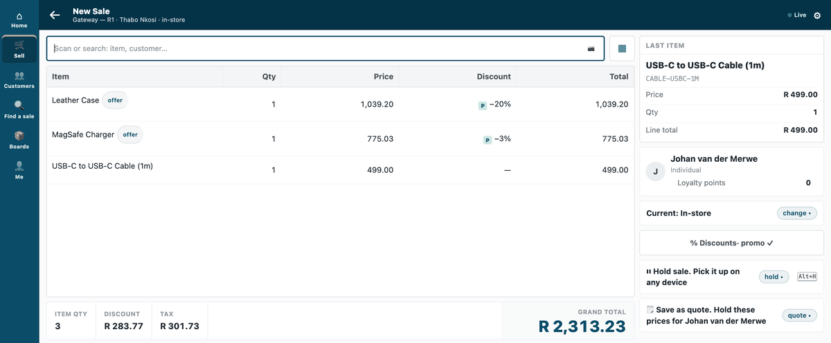 A sale with two offers, and the line the outside service recorded